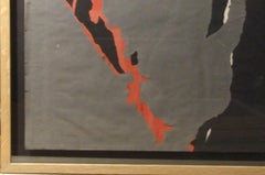 Abstrakte Rouge- et-Noir-Gouache auf Papier, 64x50 cm, gerahmt