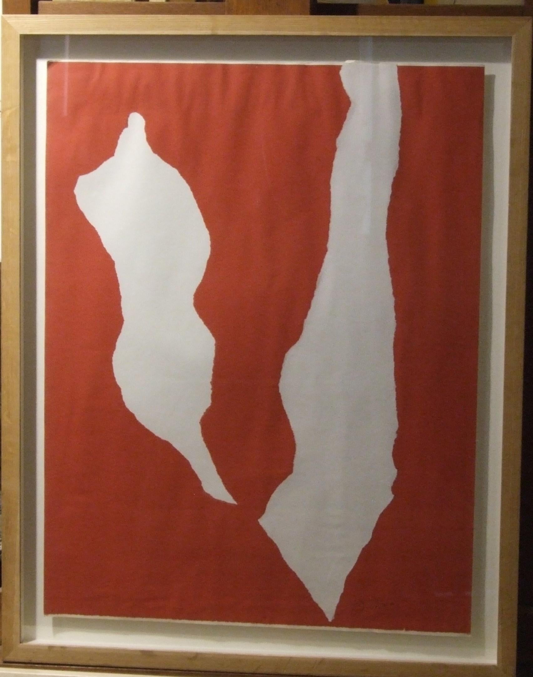 Abstraktes Rot – Mischtechnik auf Papier, 64x50 cm, gerahmt