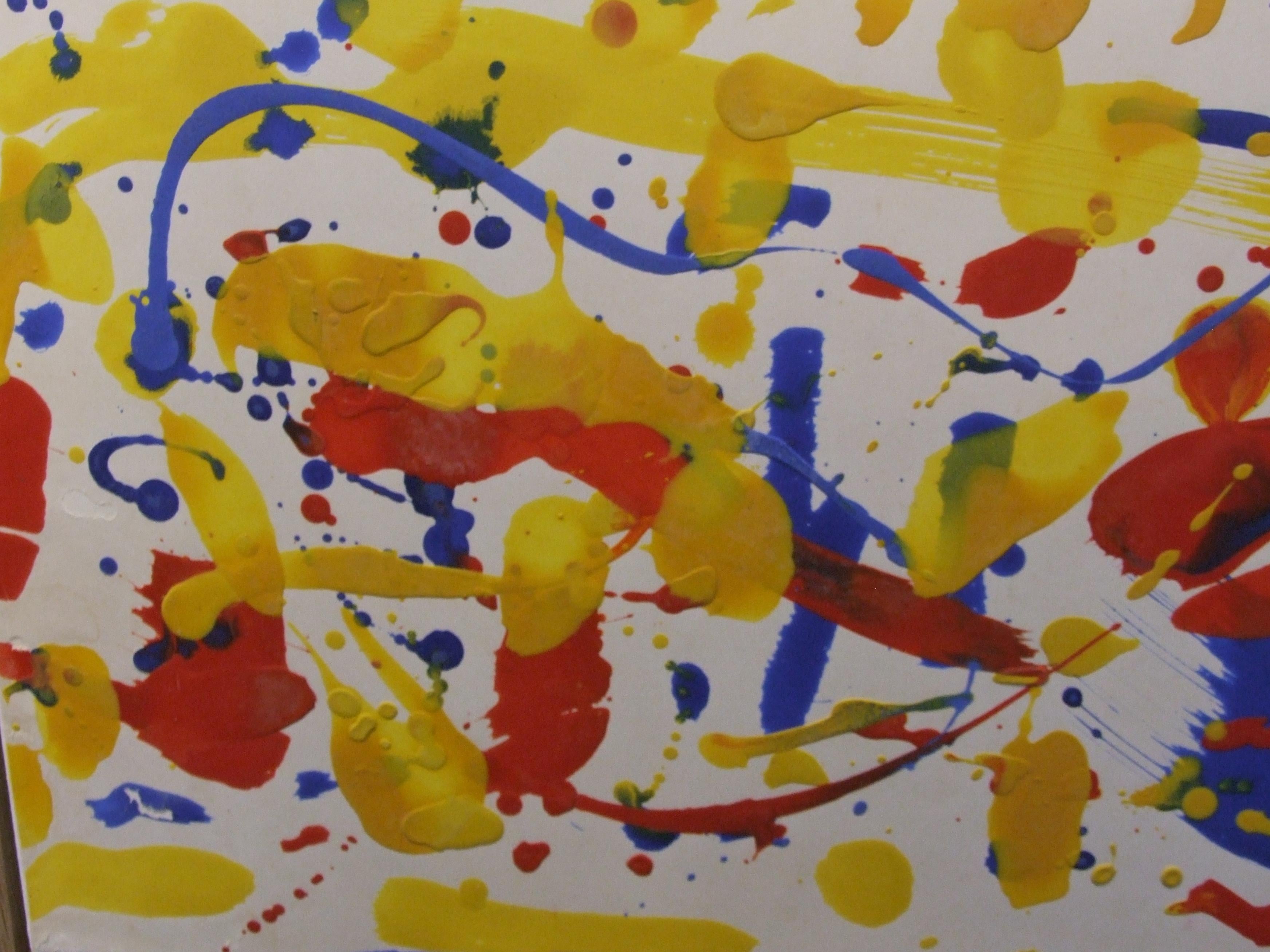 astratto XII - Olio su carta, 27,5x90 cm, incorniciato. - Abstract Painting Marrone di Albert Chubac