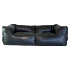 Chubby Black Leather Pianca Sofa