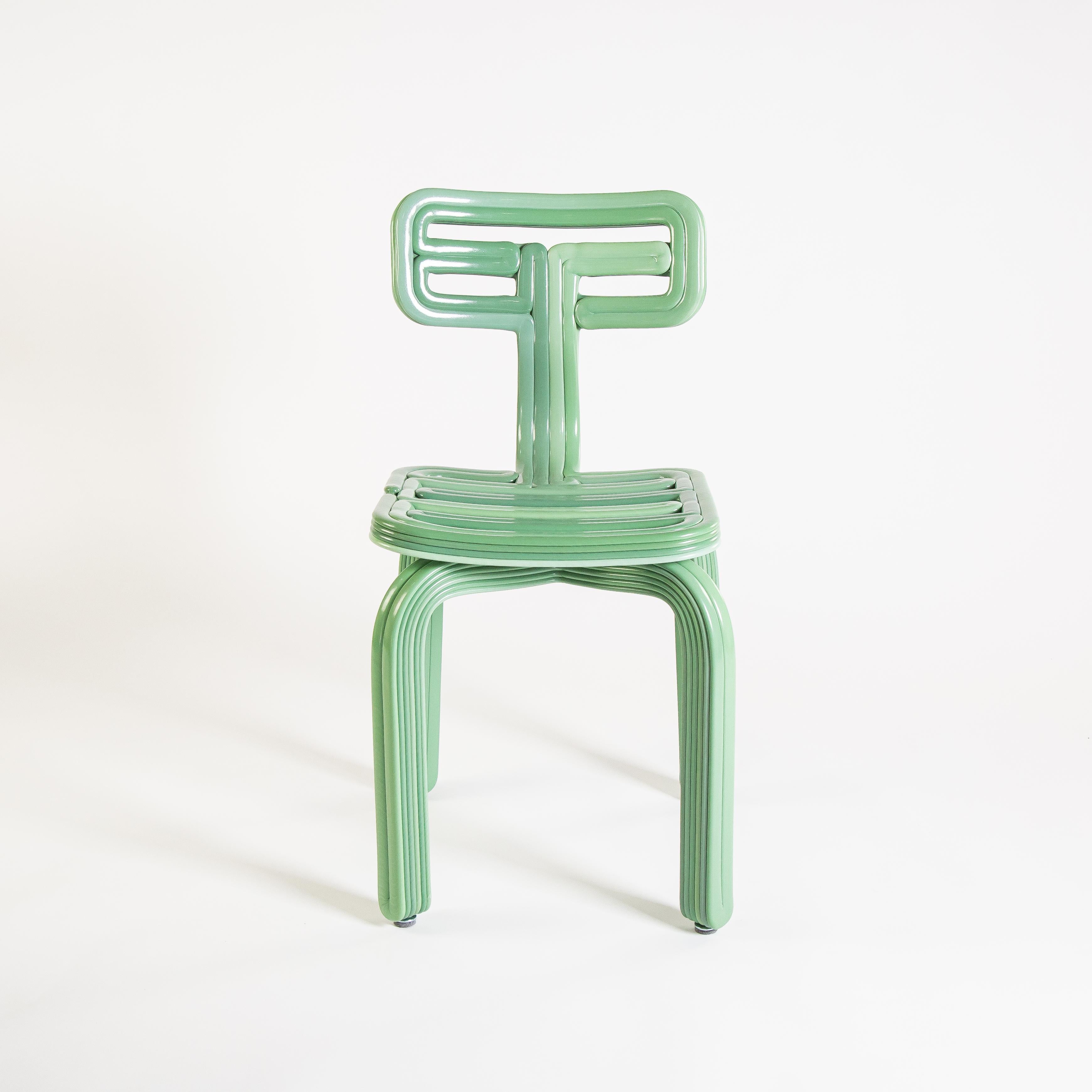 From Dirk Van Der Kooij’s exceptional range. The Chubby chair is a 3D printed chair in Kooij’s playful style. The Chubby is printed from 10kg of chipped, recycled fridge interiors. Or, more poetically, one standard fridge.