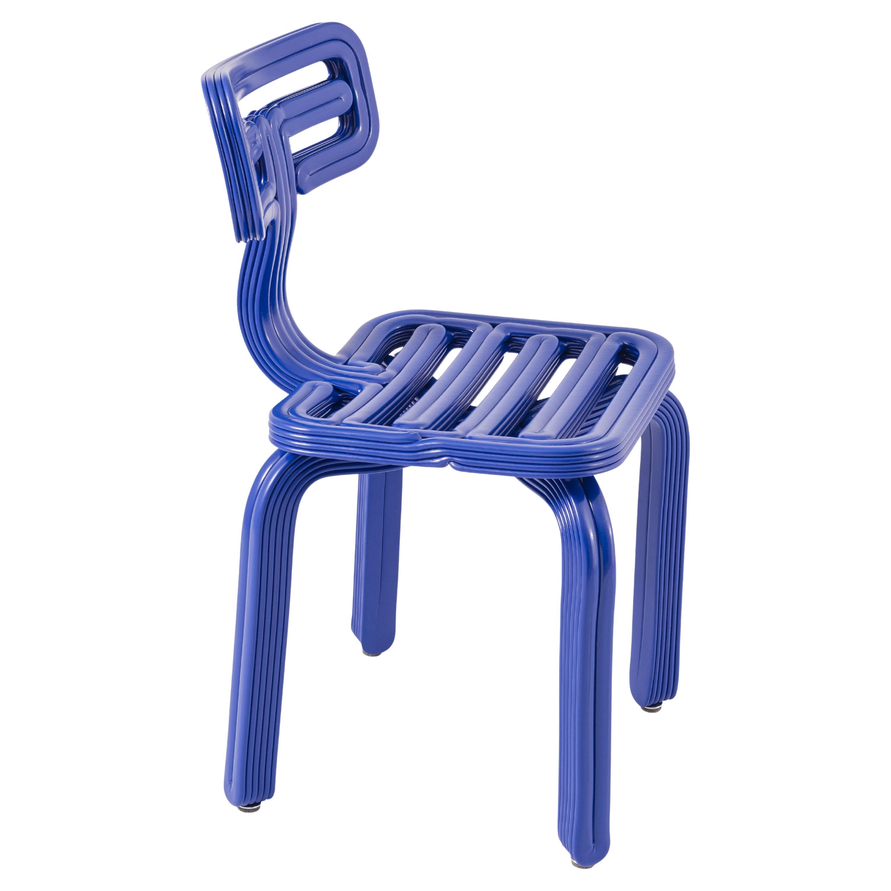 Chubby Chair in Blue 3D Printed recycled plastic