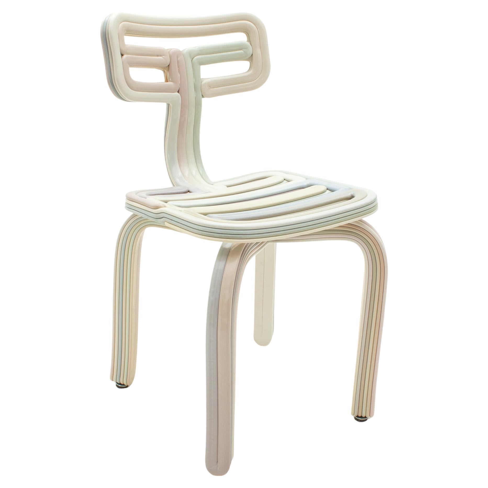 Chubby-Stuhl aus pastellfarbenem, 3D bedrucktem, recyceltem Kunststoff 