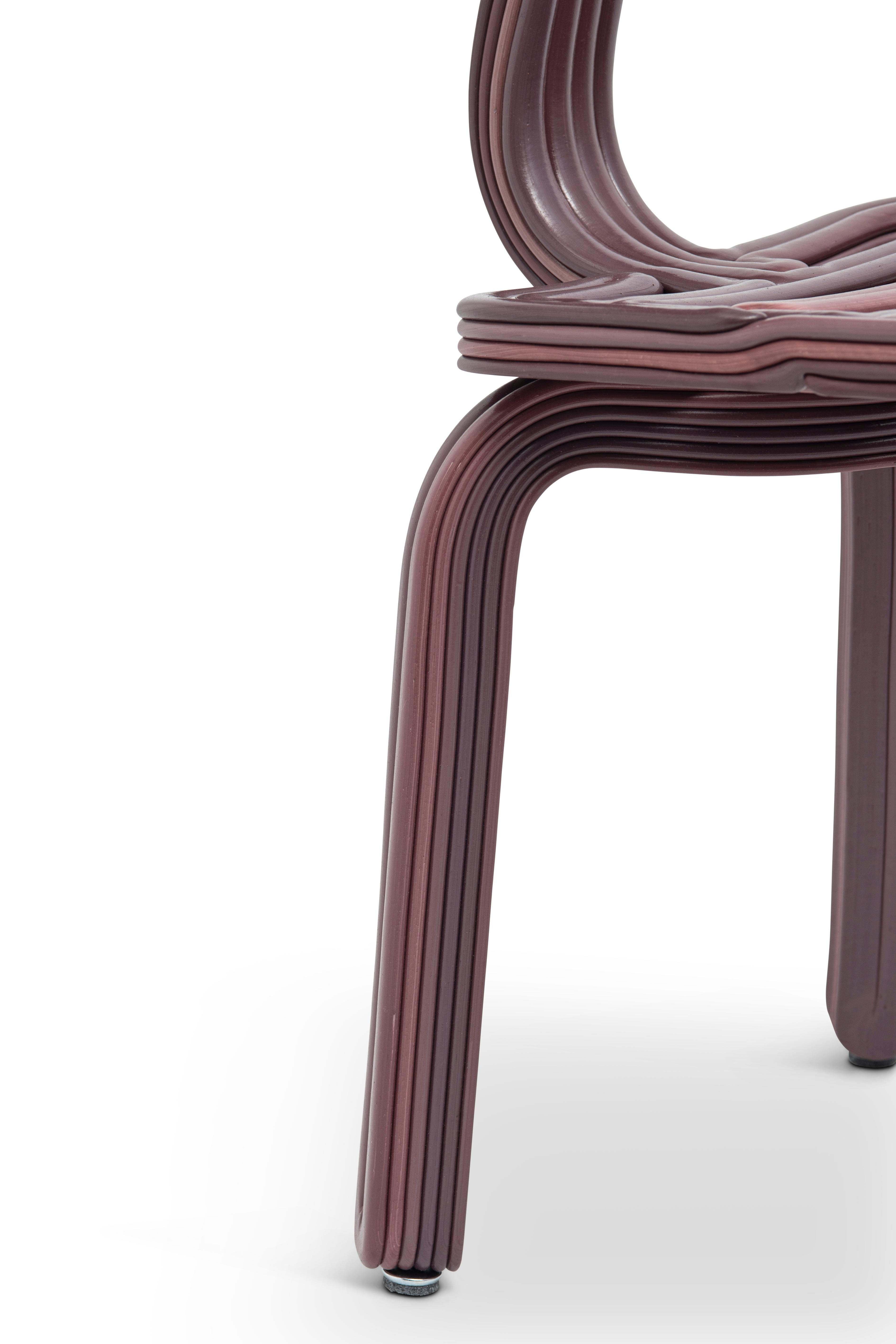 Modern Chubby Chair in Port 3D Printed Recycled Plastic