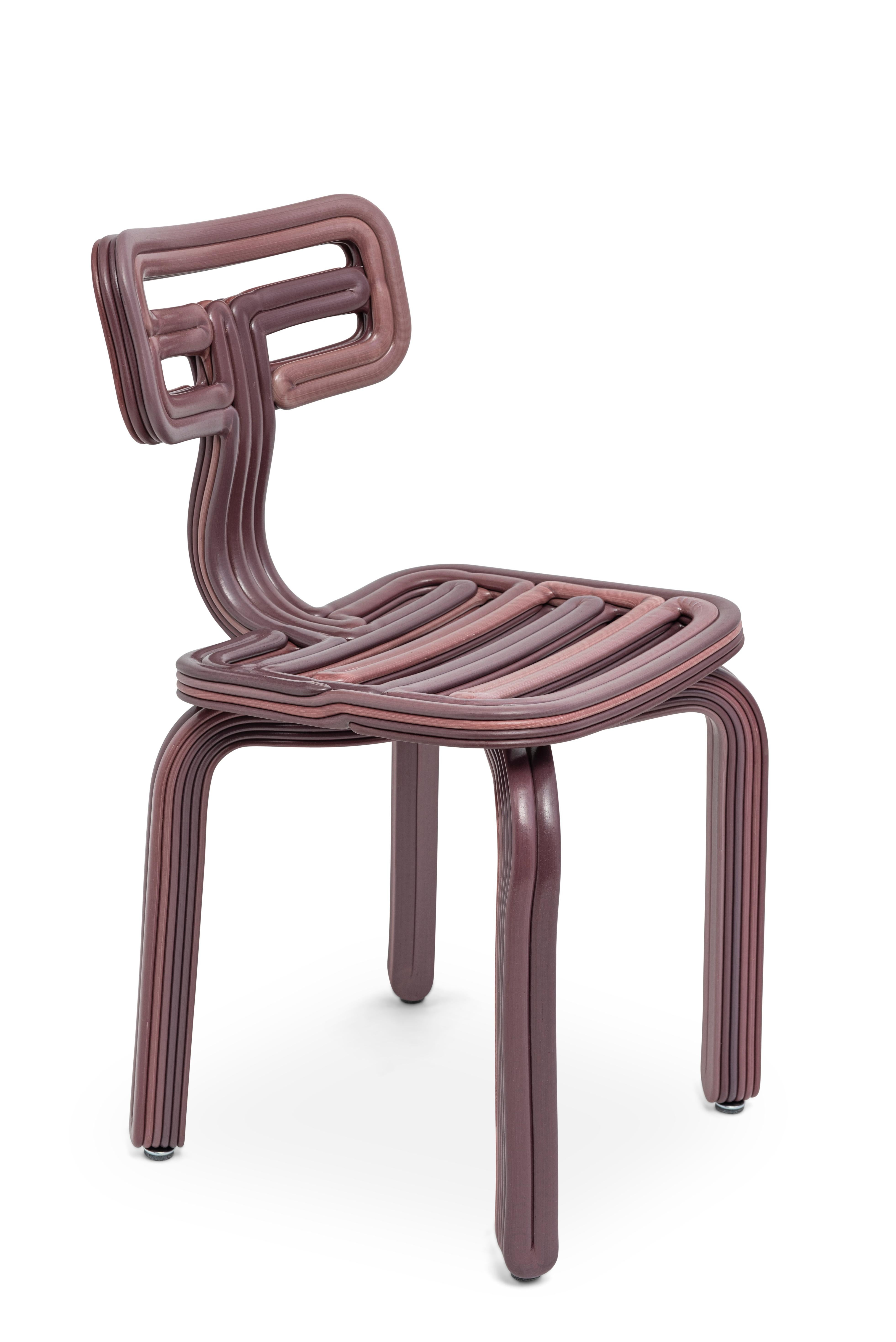 Contemporary Chubby Chair in Port 3D Printed Recycled Plastic