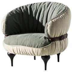 "Chubby Chic" Armchair with Belt in Dark Brown Leather by Moroso for Diesel
