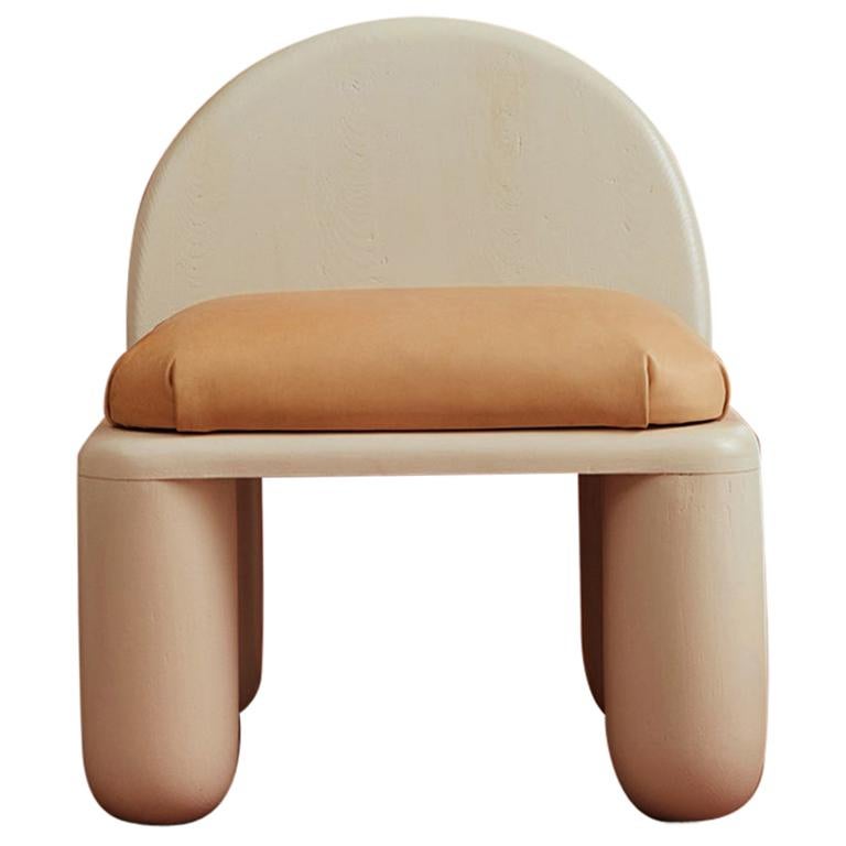 Chubby Lounge Chair in Hand-Turned Tulip Poplar Wood & Vegetable Tanned Leather