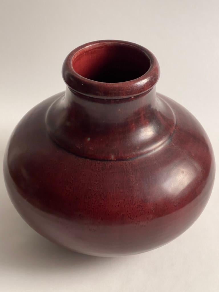 1935 Oxblood Red Vase by Ceramicist Carl Halier for Royal Copenhagen For Sale 4