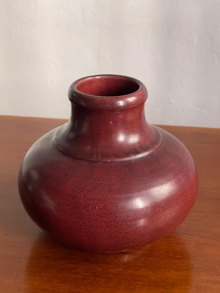 Scandinavian Modern 1935 Oxblood Red Vase by Ceramicist Carl Halier for Royal Copenhagen For Sale