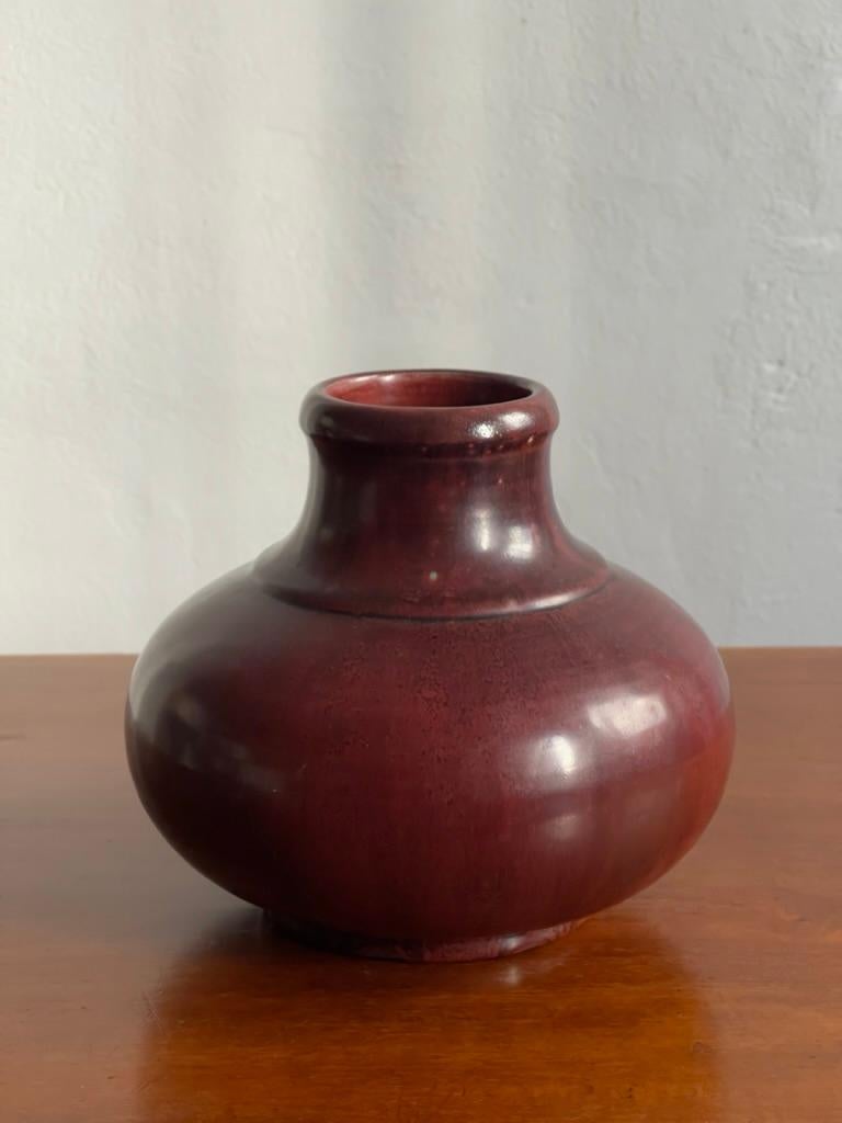 Glazed 1935 Oxblood Red Vase by Ceramicist Carl Halier for Royal Copenhagen For Sale