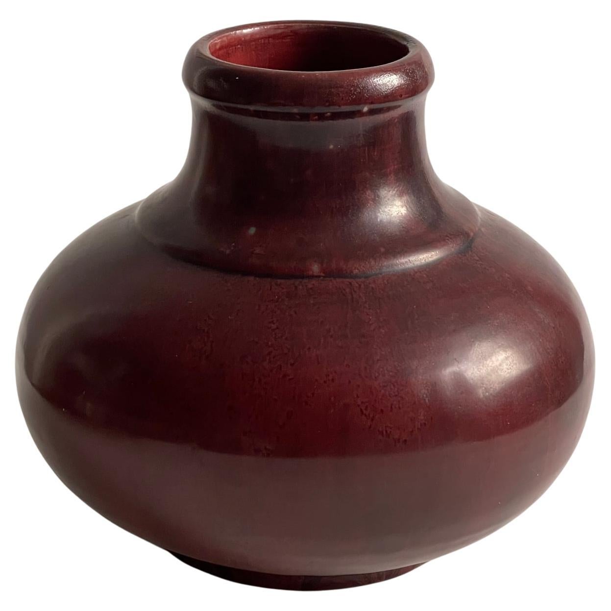 1935 Oxblood Red Vase by Ceramicist Carl Halier for Royal Copenhagen For Sale