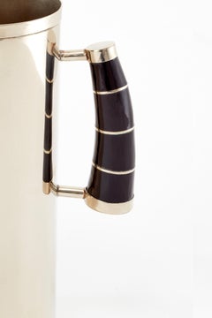 Chubut Medium Round Pitcher, Alpaca Silver & Black Horn