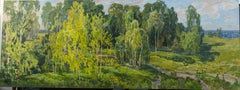 « L'été est là », peinture de paysage, huile sur toile, 1982