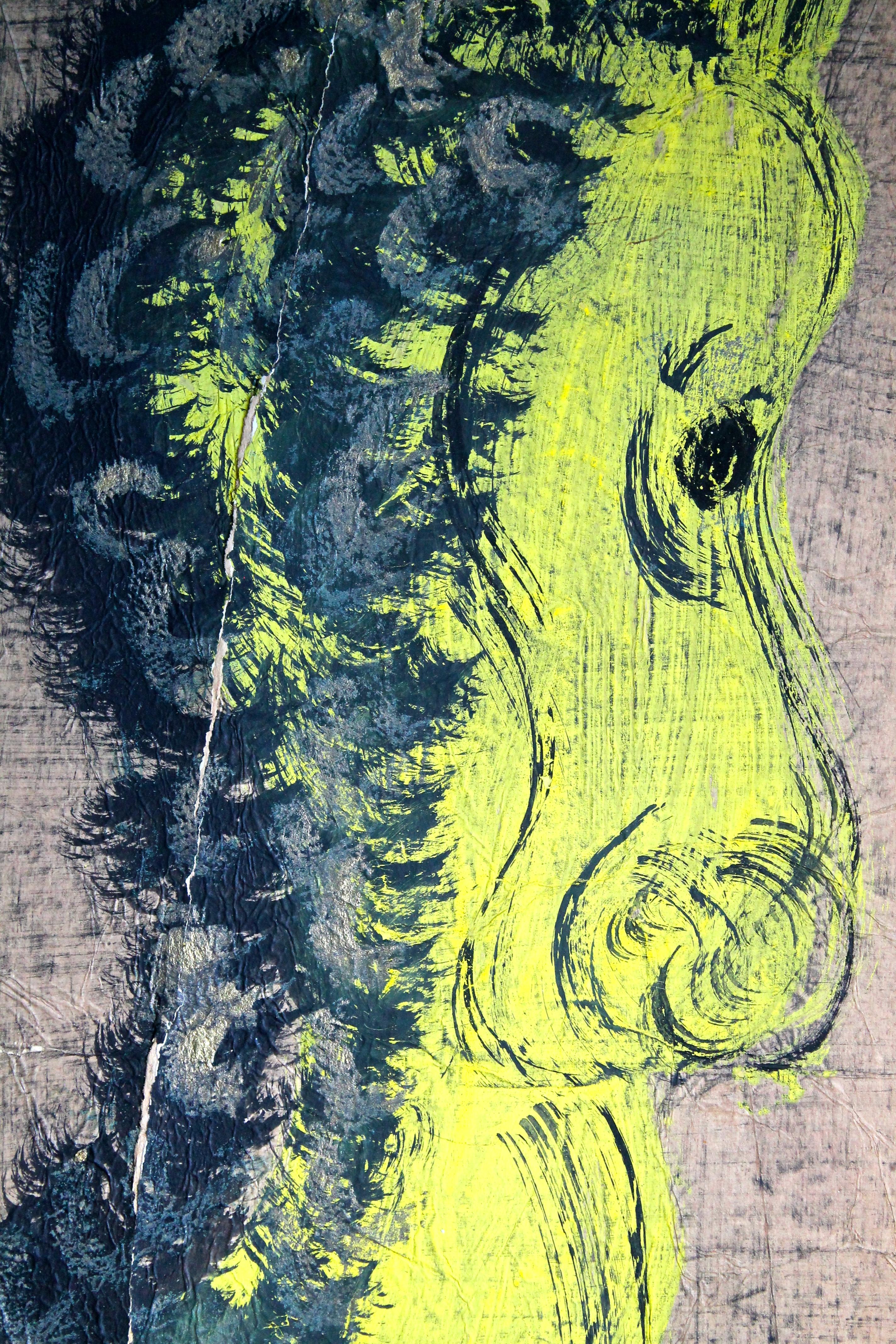 Expressionist 'Chucho' Reyes Signed Gouache of a Horse on Mounted Paper For Sale