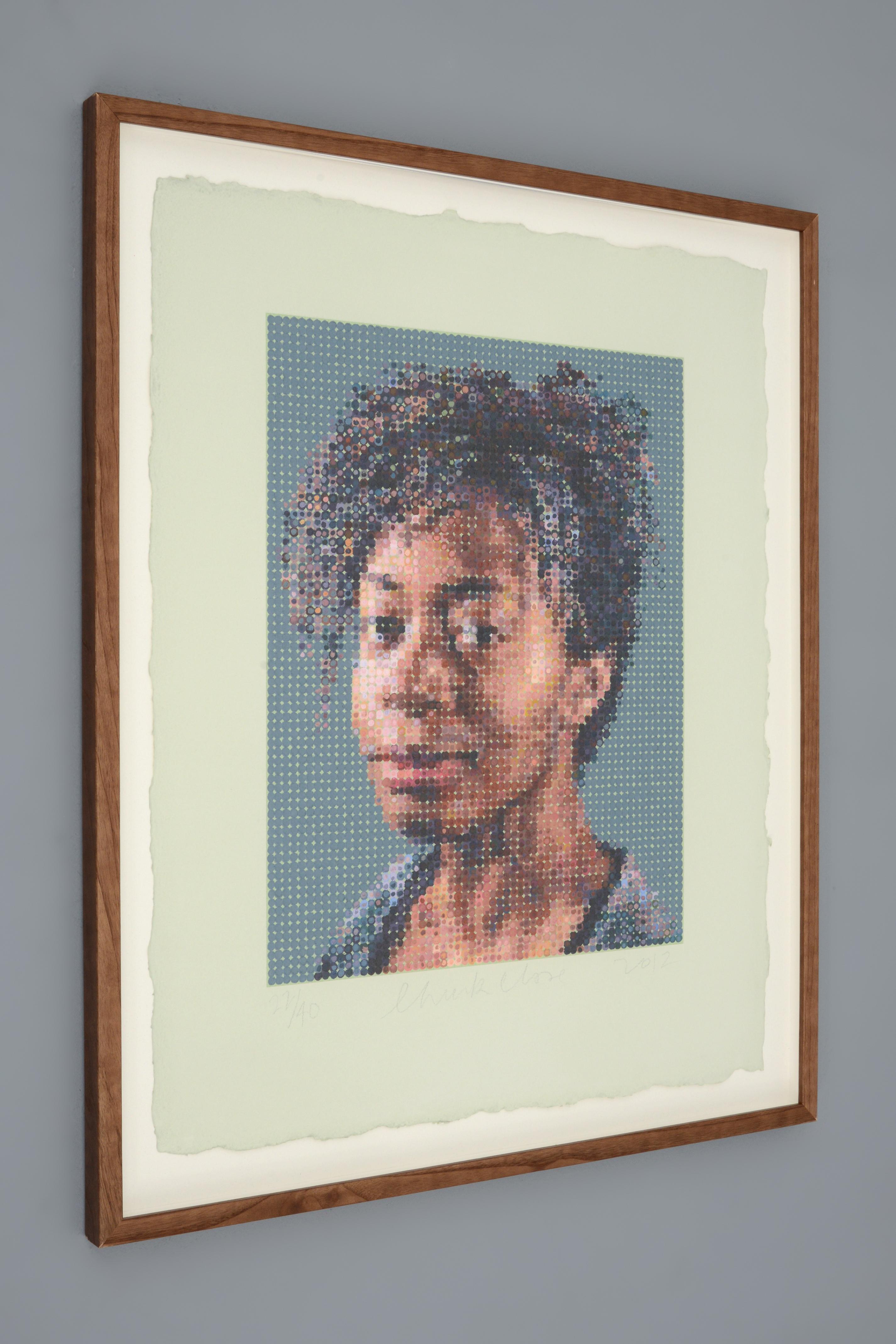 Chuck Close KARA Huile et sérigraphie au feutre en vente 2
