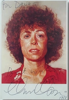 Chuck Close - Carte de vœux signée, dédicacée et inscrite de Linda Rosenkrantz Finch