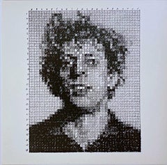 Vintage Phil Limited Edition rubber stamp Portrait of Philip Glass, pencil no. 243/1000