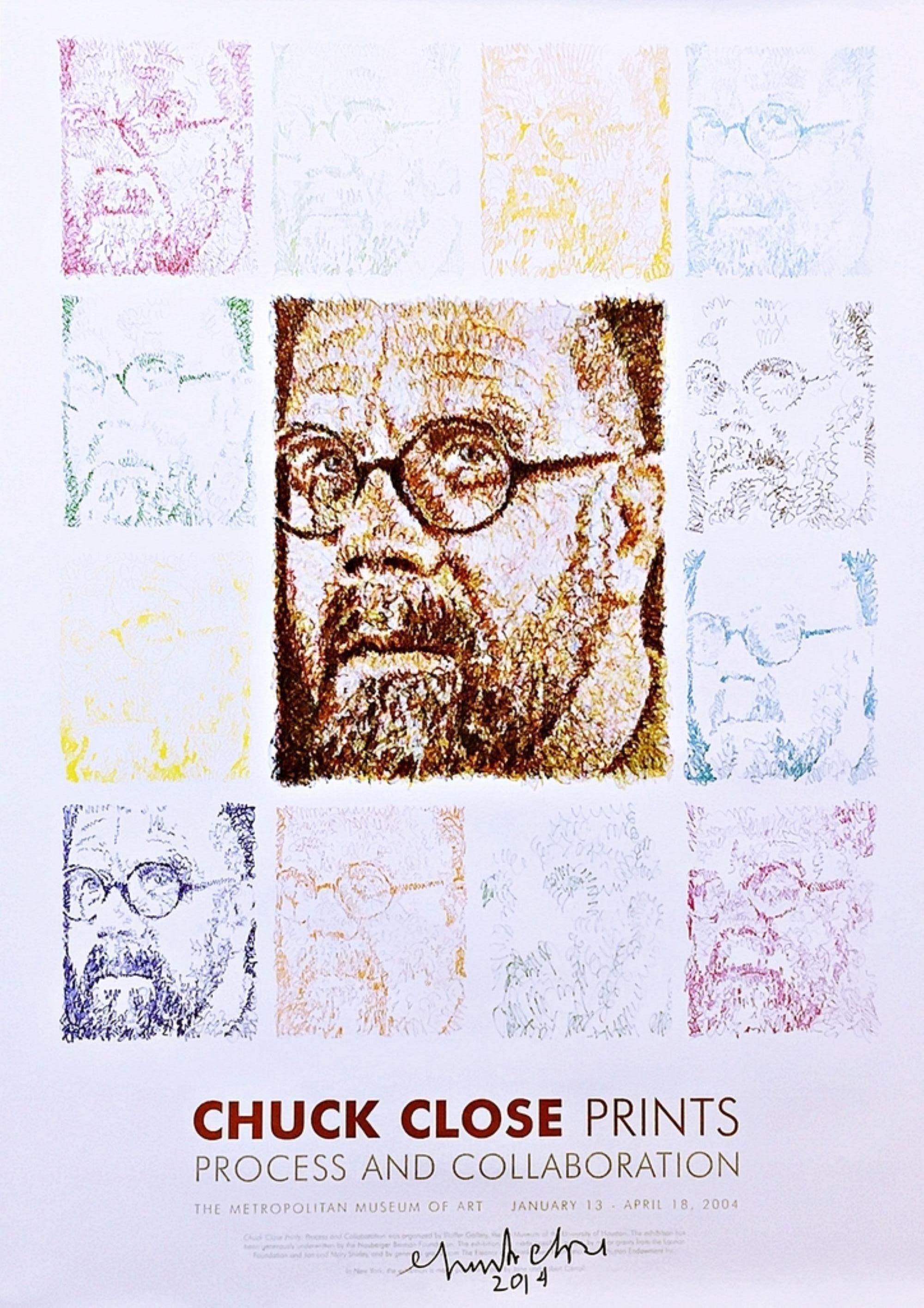 Affiche du Met Museum Process and Collaboration (signée et datée à la main par Chuck Close) en vente 1