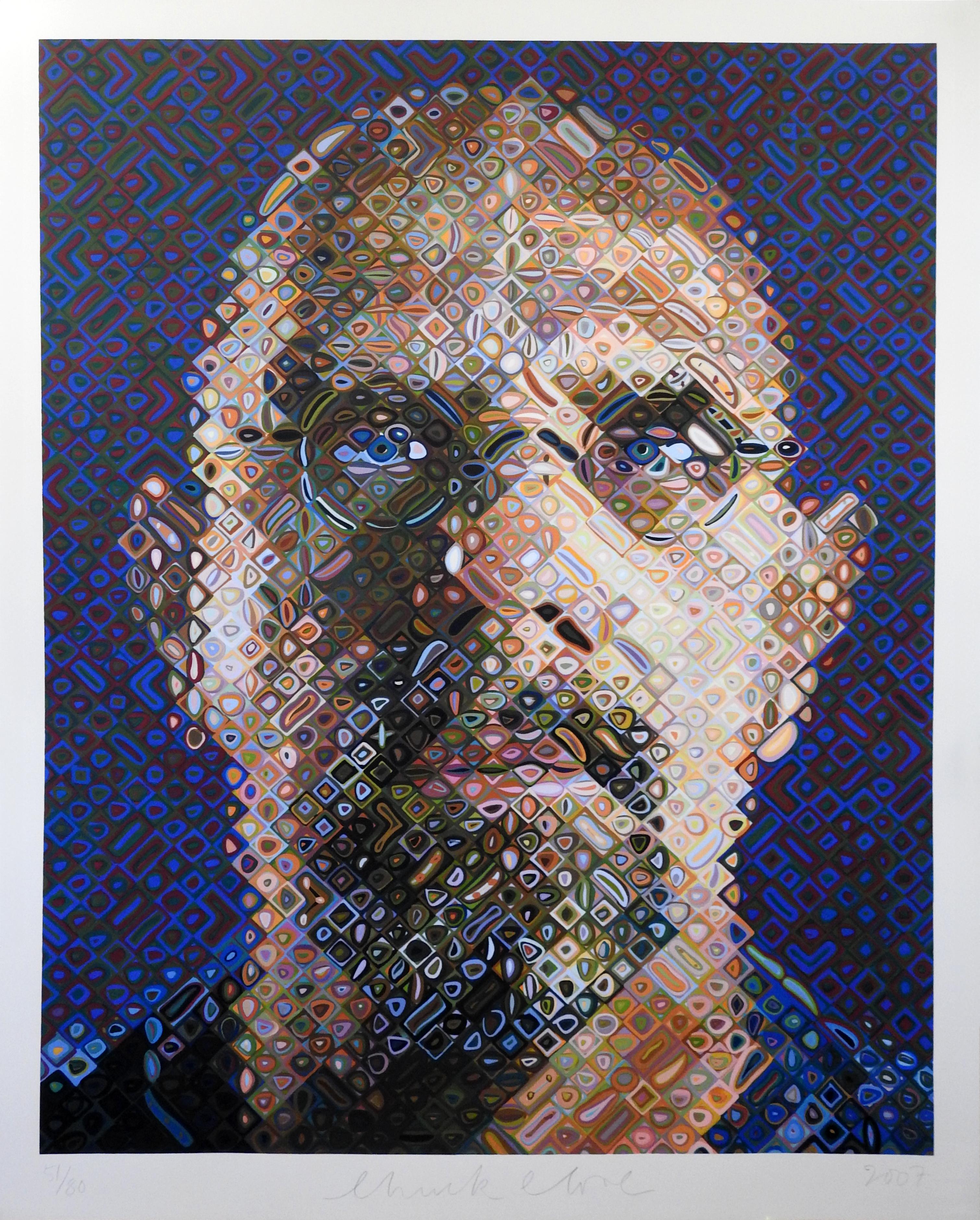 "Self Portrait, 2007" 203-Color Screen Print by Chuck Close number 51/80 74.5x58
