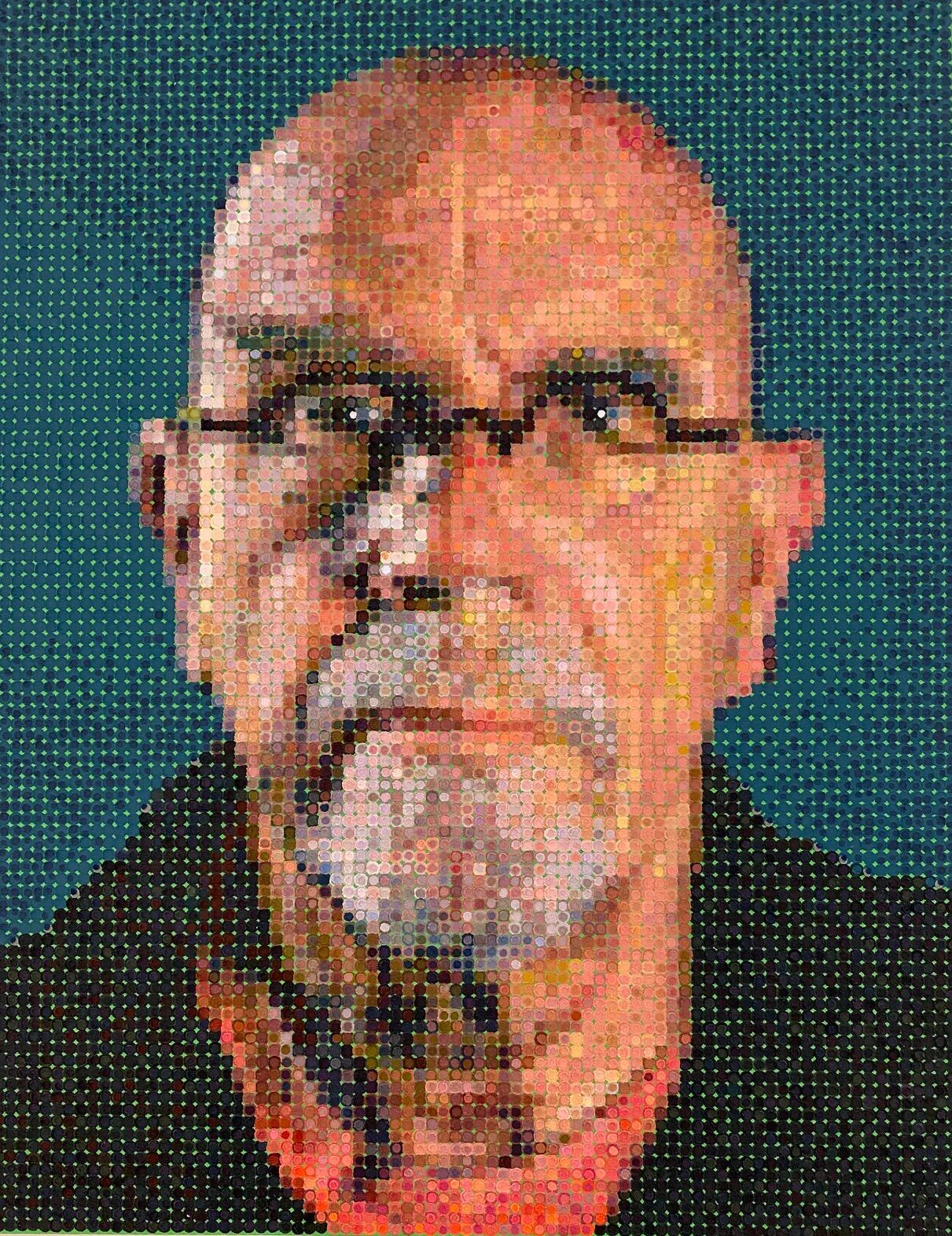 Chuck Close
Self Portrait, 2015
Felt Hand Stamp
40h x 30w in
101.60h x 76.20w cm
PP I/IV (25)
CC025
