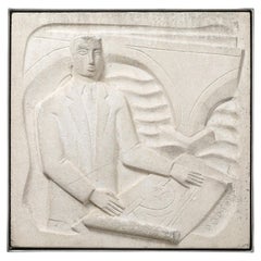 Chuck Dodson 'Architect' Cast Concrete Art Deco Wall Plaque