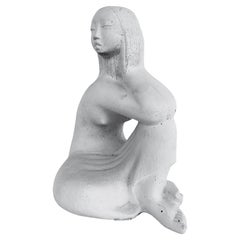 Retro Chuck Dodson Florida Artist Seated Nude Sculpture circa 1975