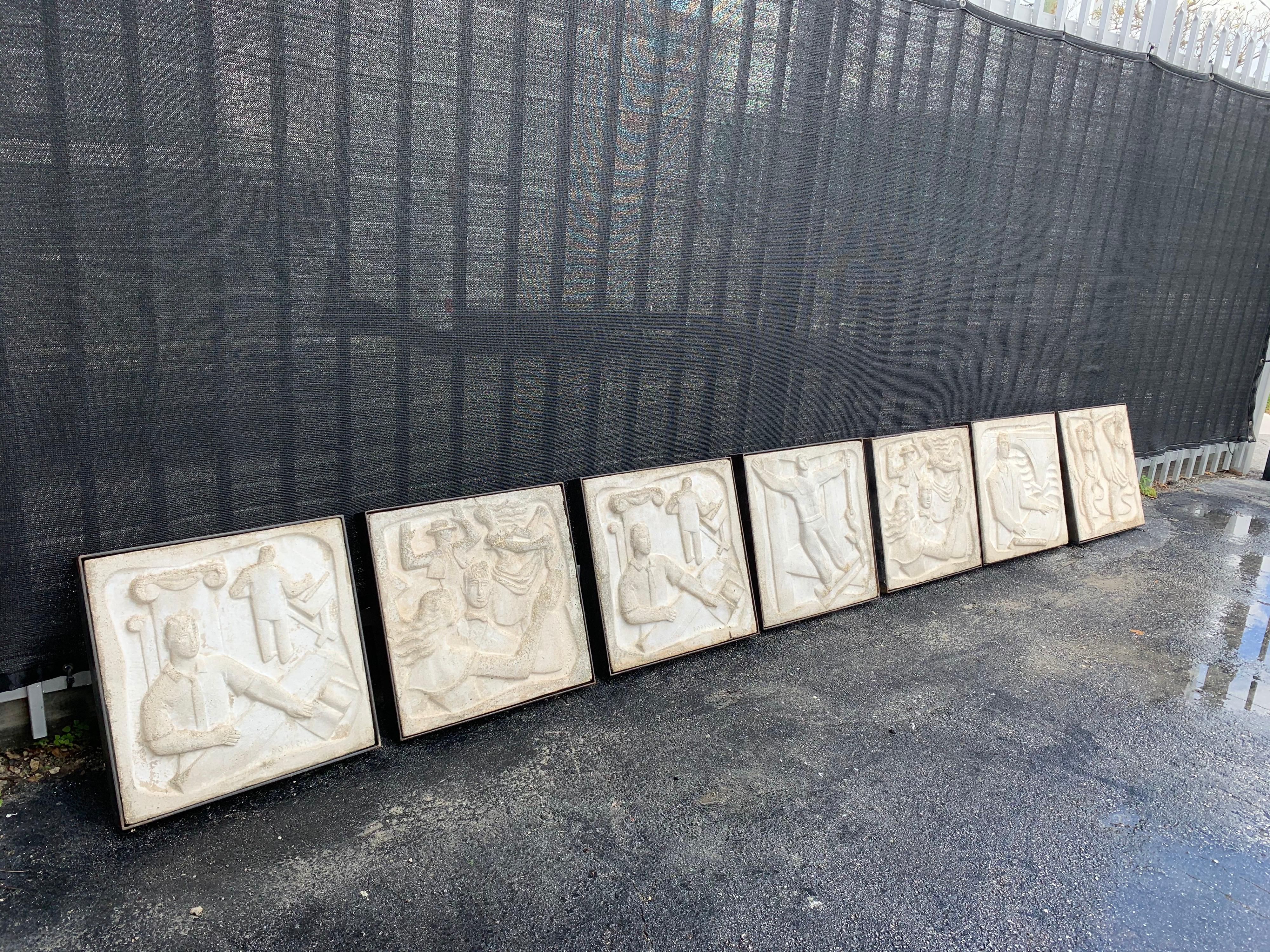 Chuck Dodson Wall-Mounted Cast Concrete Art Deco Plaque 
