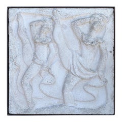 Vintage Chuck Dodson Wall-Mounted Cast Concrete Art Deco Plaque "Dancers"