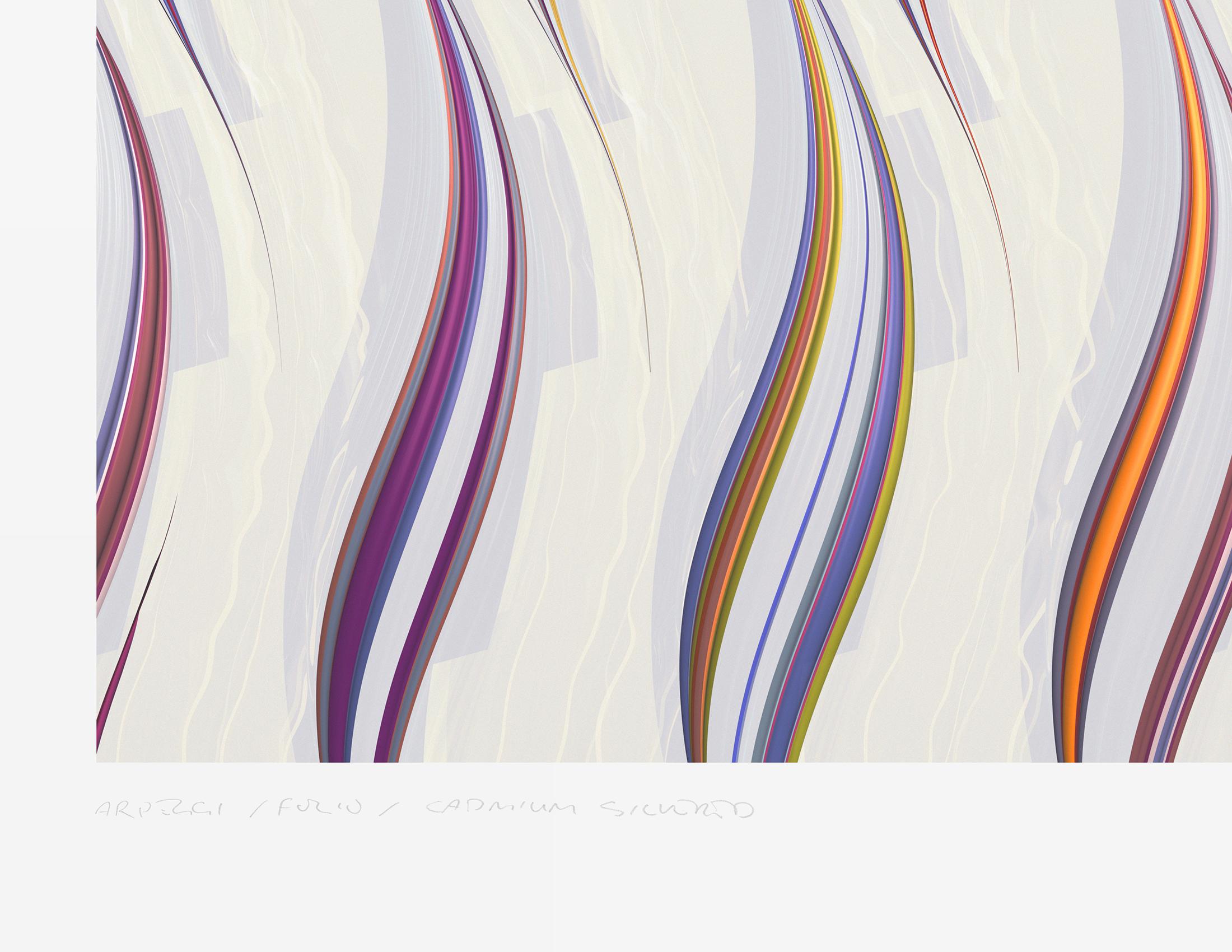 Arpeggi / FOLIO / cadmium silvered - Gray Abstract Print by Chuck Elliott