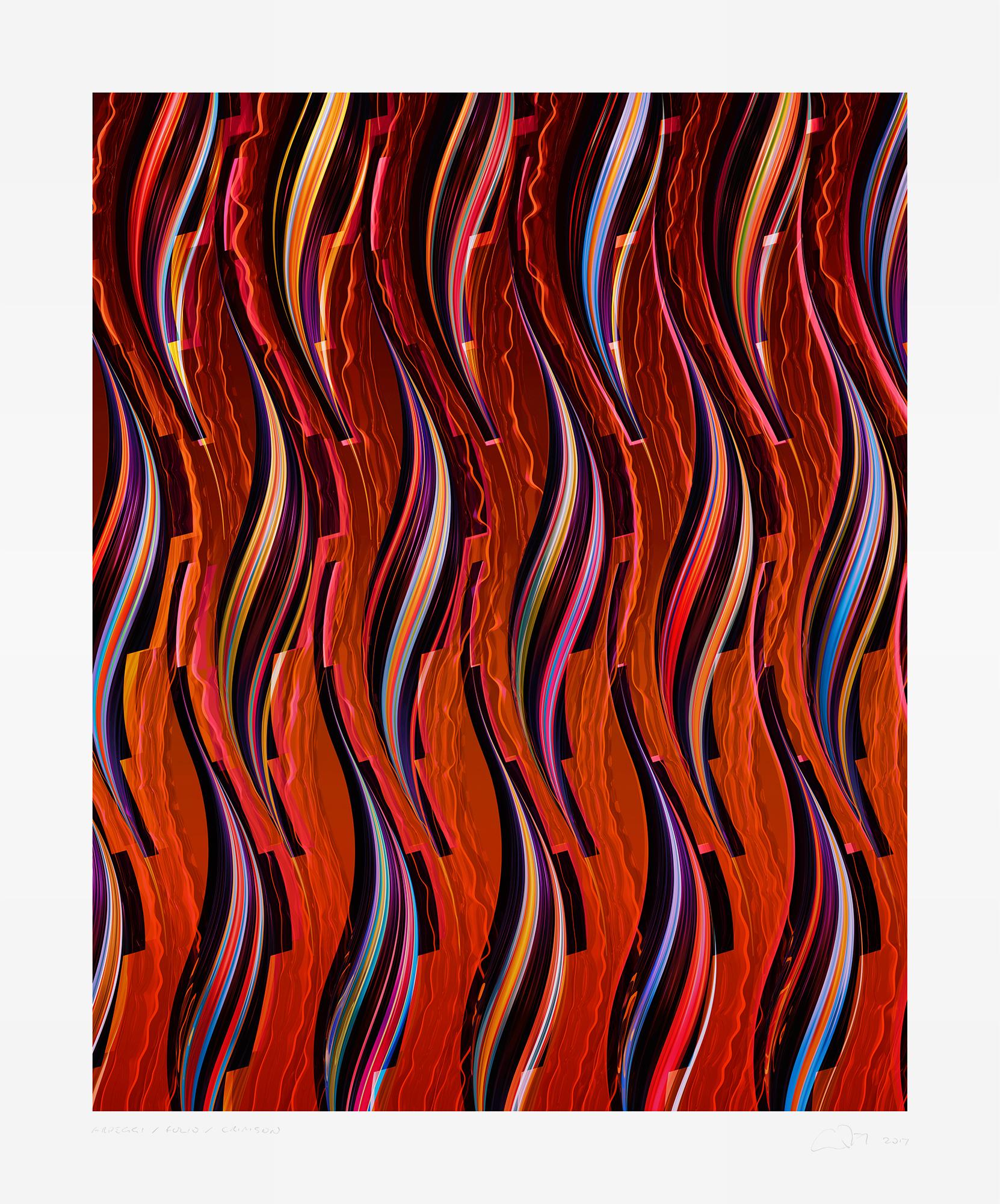 Chuck Elliott Print - Arpeggi / FOLIO / crimson