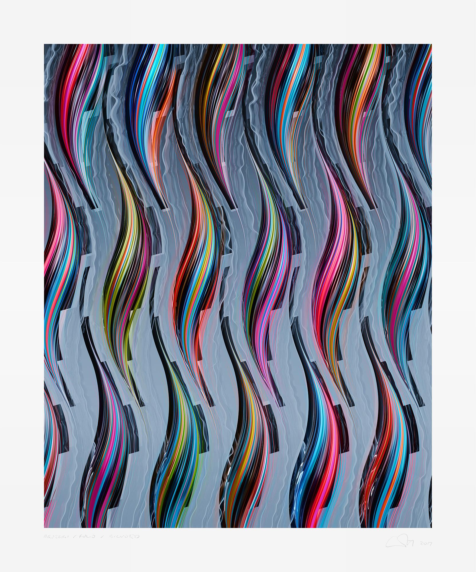 Chuck Elliott Abstract Print - Arpeggi / FOLIO / silvered