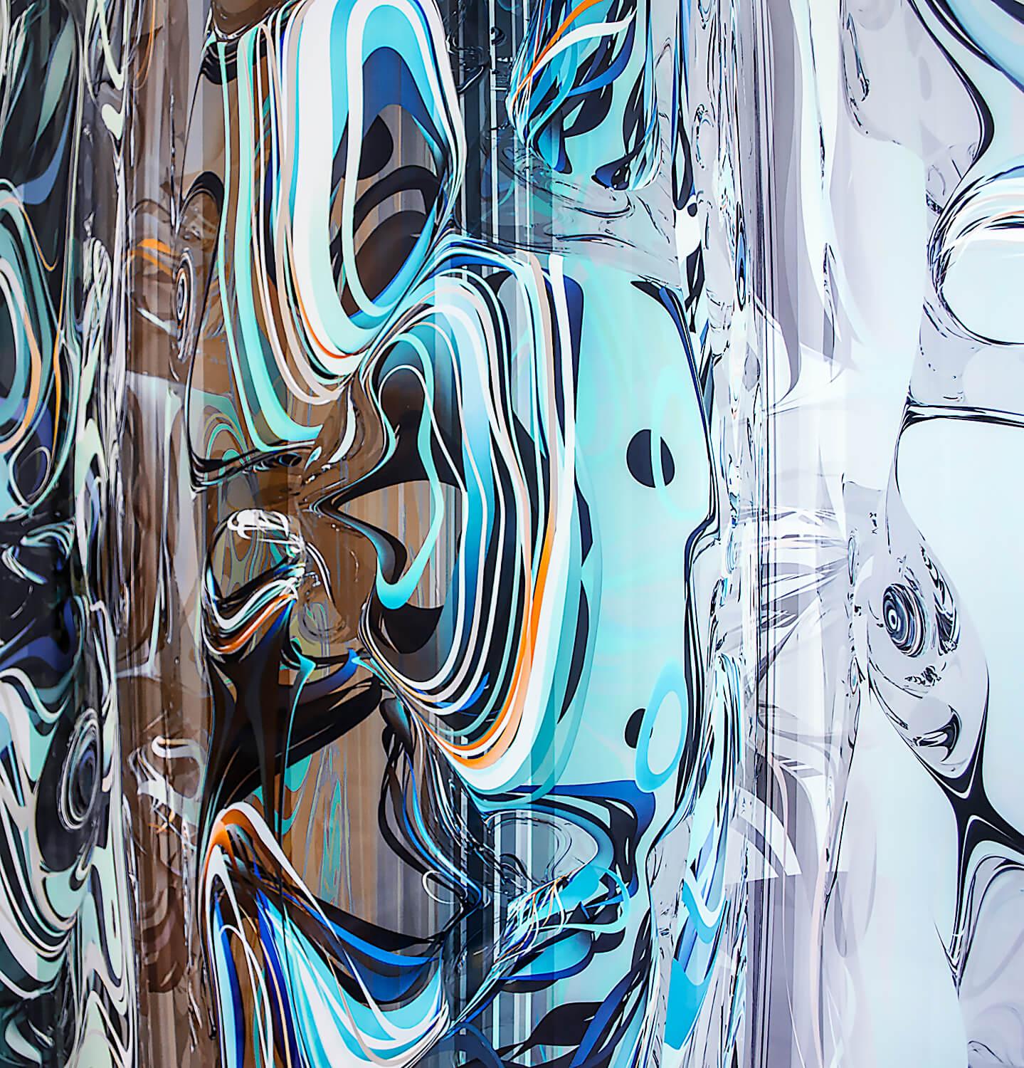 Breather / turquoise aegis - Gray Abstract Print by Chuck Elliott
