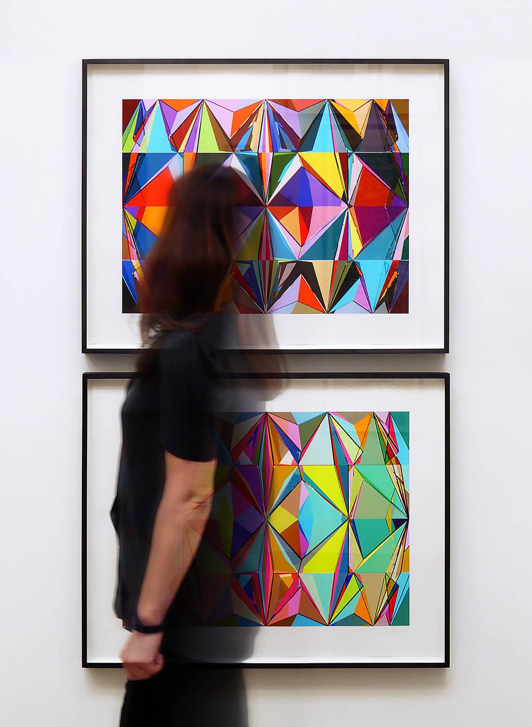 Klint / reDux / chrm is a ten colour archival pigment print on 305gsm, 100% cotton, Hahnemühle fine art paper.

The work can be supplied unframed, or framed and ready to hang. I tend to use fairly minimal glazed and painted tulipwood frames, and set