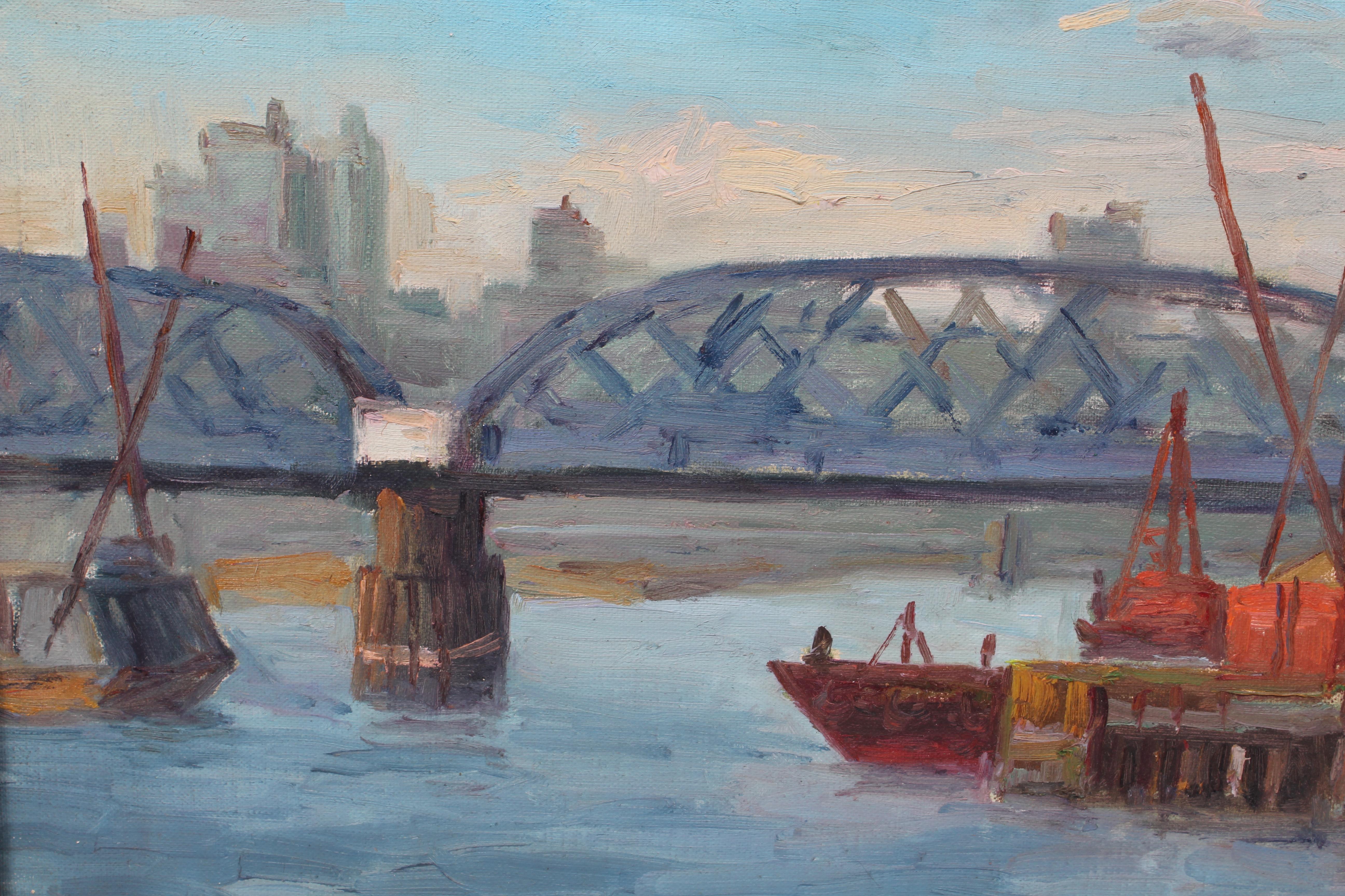 Ansicht der Willis Avenue Bridge (Amerikanischer Impressionismus), Painting, von Chuck Fee Wong