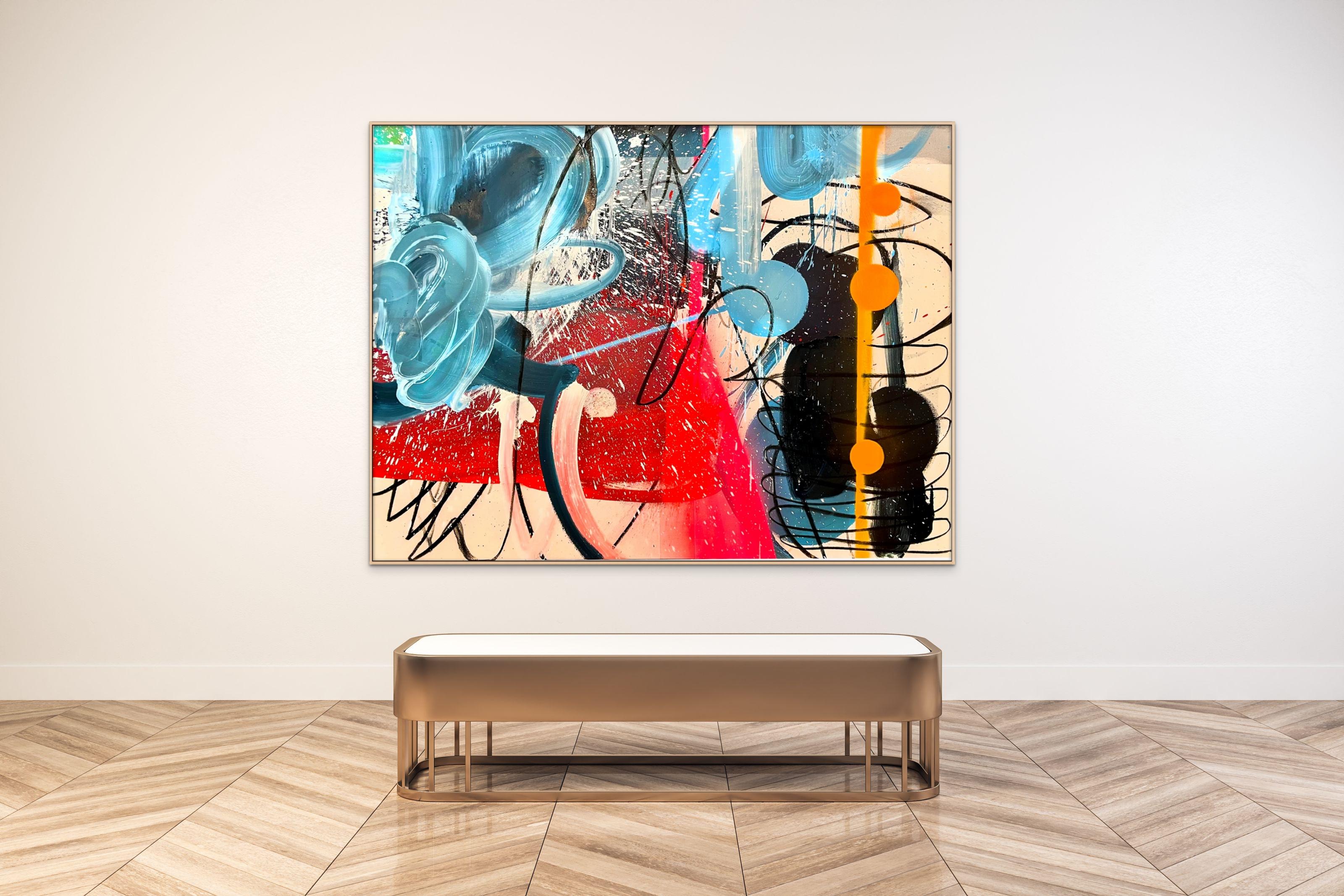 Giro del amor, colorido expresionista abstracto contemporáneo grande acrílico sobre lienzo en venta 2