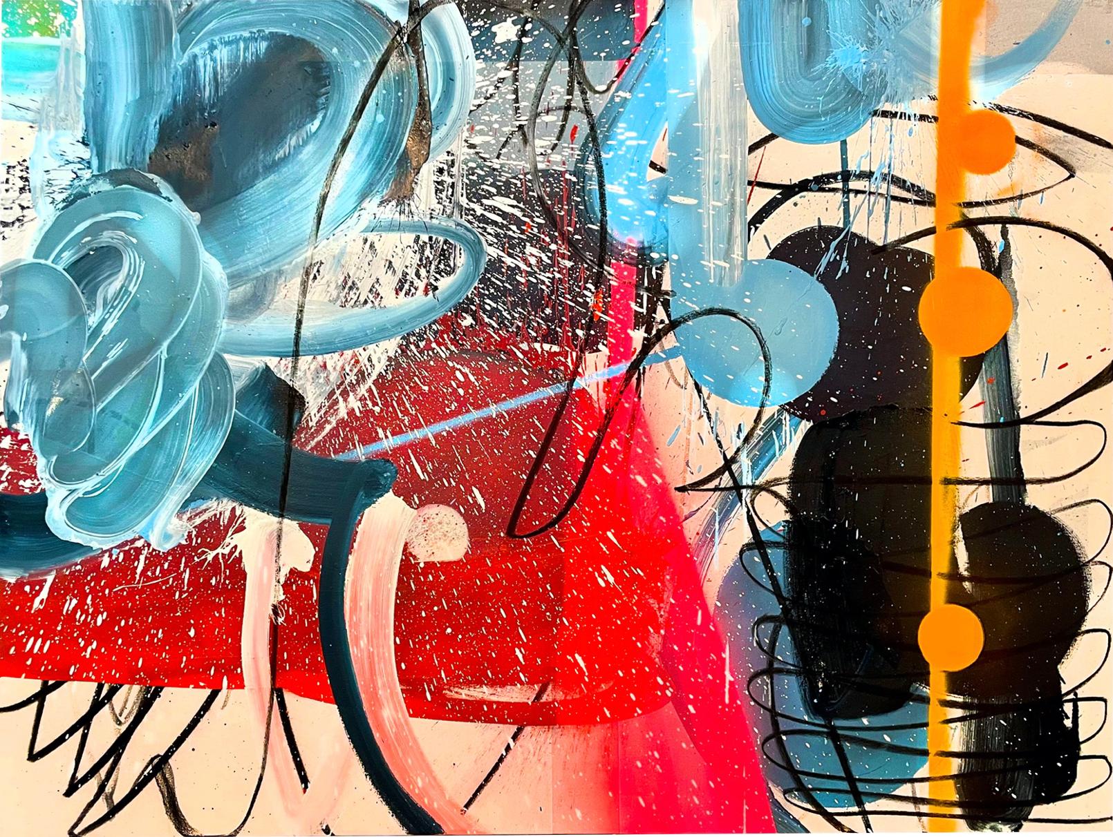Giro del amor, colorido expresionista abstracto contemporáneo grande acrílico sobre lienzo - Mixed Media Art de Chuck Hipsher
