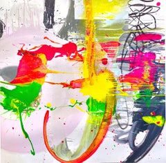 Déjate llevar - Estilo callejero expresionista abstracto Pintura acrílica grande sobre lienzo