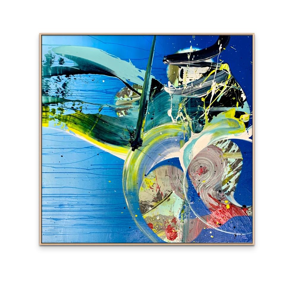 Night Swim, farbenfroher abstrakter Expressionismus, großes zeitgenössisches Acryl auf Leinwand (Abstrakt), Mixed Media Art, von Chuck Hipsher 