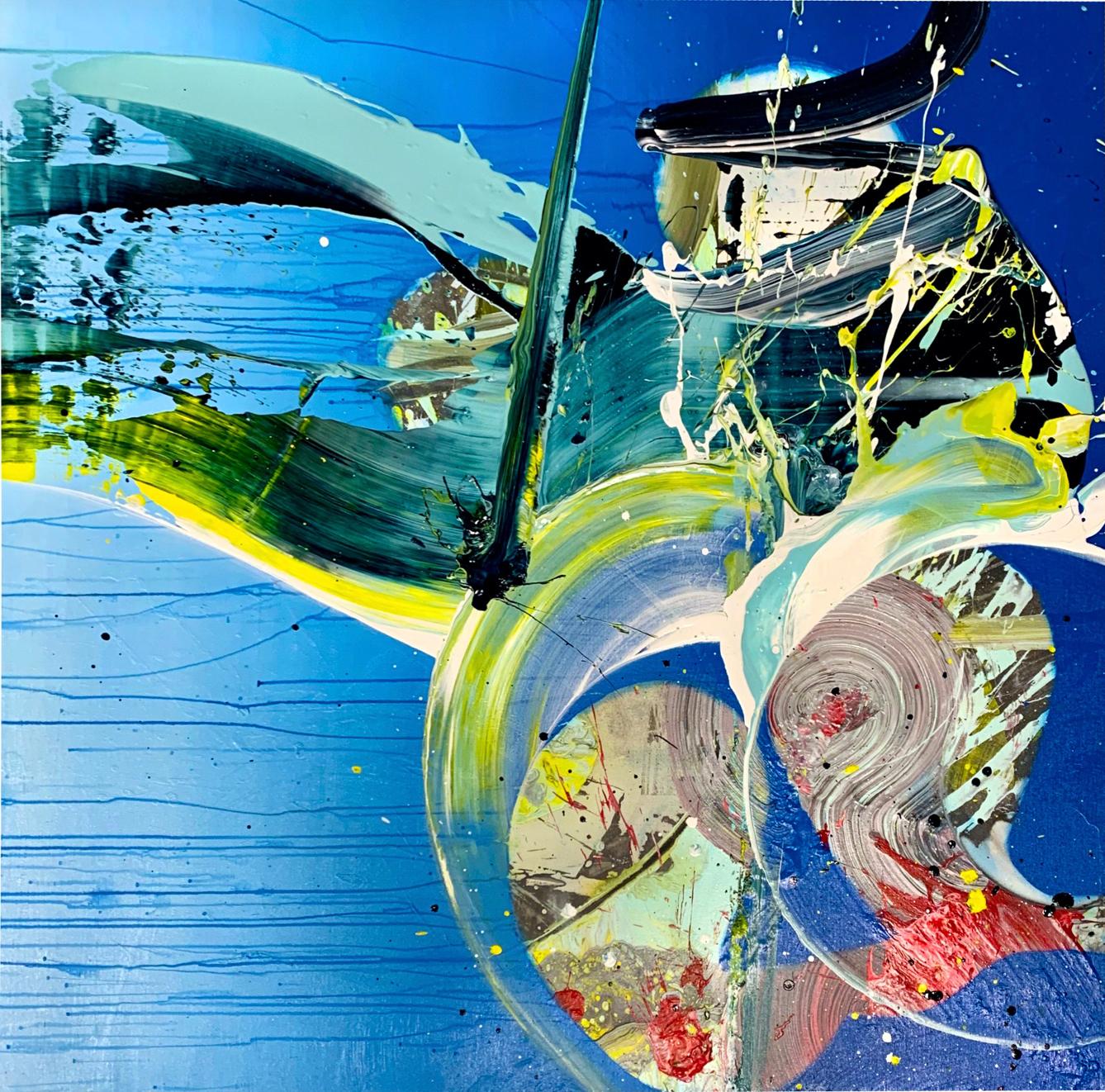 Night Swim, farbenfroher abstrakter Expressionismus, großes zeitgenössisches Acryl auf Leinwand – Mixed Media Art von Chuck Hipsher 