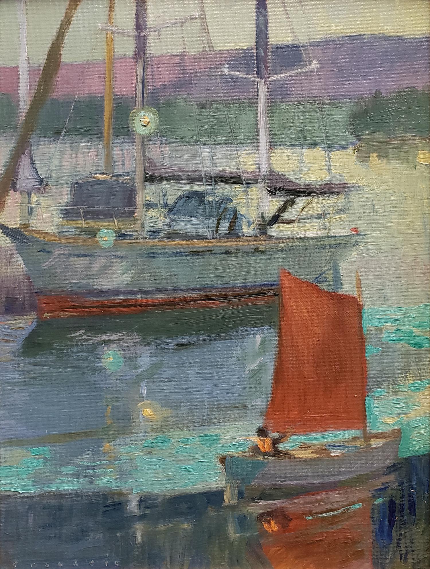 Glide du début du matin à l'île d'Alamoeda - Impressionnisme Painting par Chuck Kovacic
