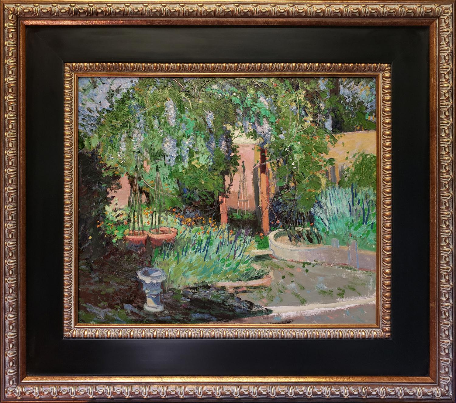 Chuck Kovacic Landscape Painting - Wisteria Wandering; The Artist's Garden, North Hills, CA