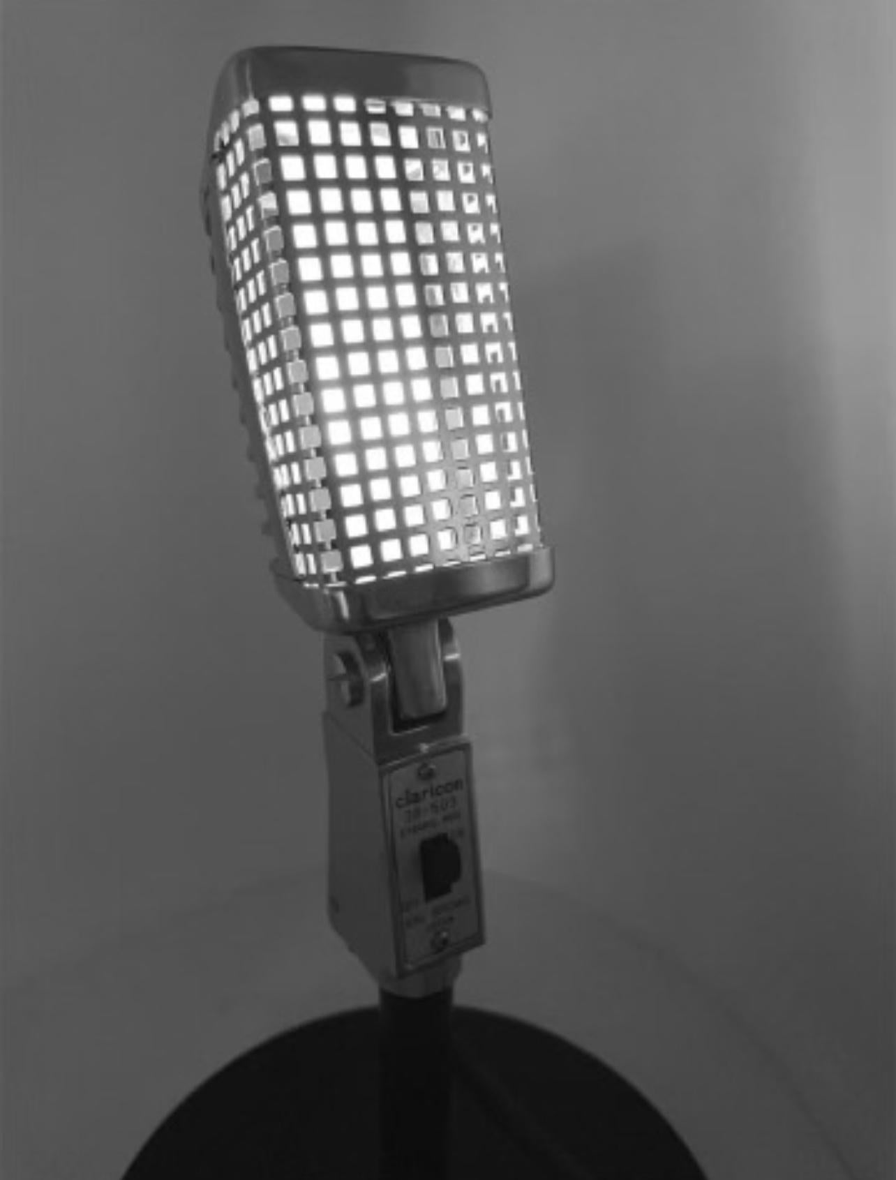 Original 1960s Claricon 38-503 Dynamic Microphone Repurposed Lamp Sculpture - Black Abstract Sculpture by Chuck Krause