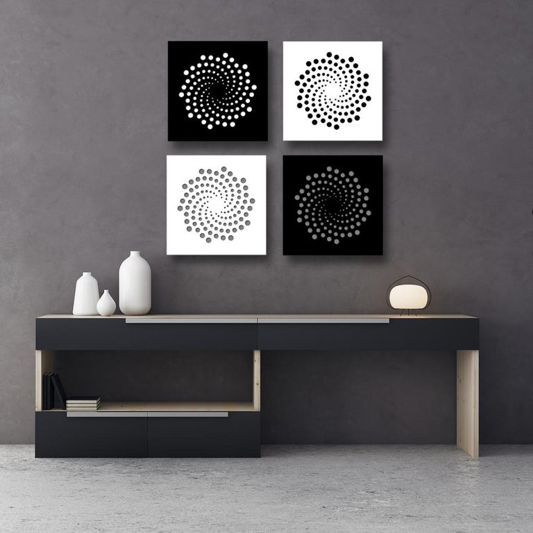 Chuck Krause Spirals—4 Artworks—original three dimensional geometric design wall reliefs For