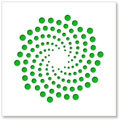 Spirals (Green), original three dimensional geometric design wall relief 
