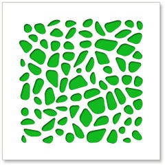 Used Stones (Green), original three dimensional geometric design wall relief 