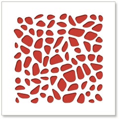 Stones (Red), original three dimensional geometric design wall relief 