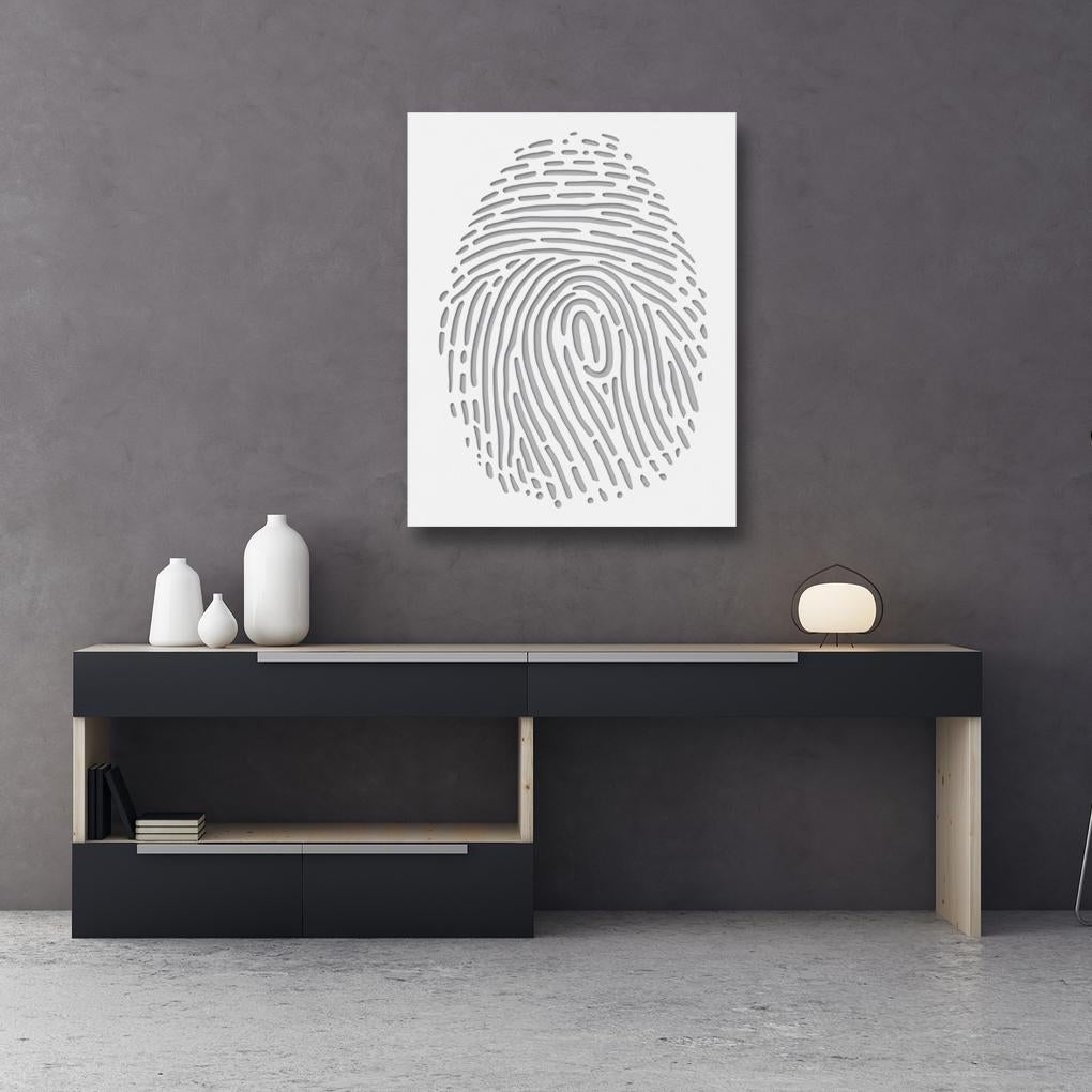 Thumbprint (Grau), original dreidimensionales geometrisches Wandrelief in geometrischem Design  (Pop-Art), Sculpture, von Chuck Krause