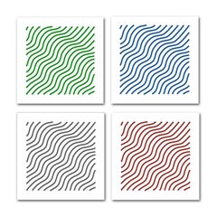 Waves—4 Artworks—original three dimensional geometric design wall reliefs