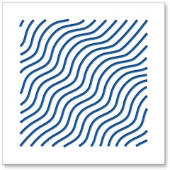 Waves (Blue), original three dimensional geometric design wall relief 