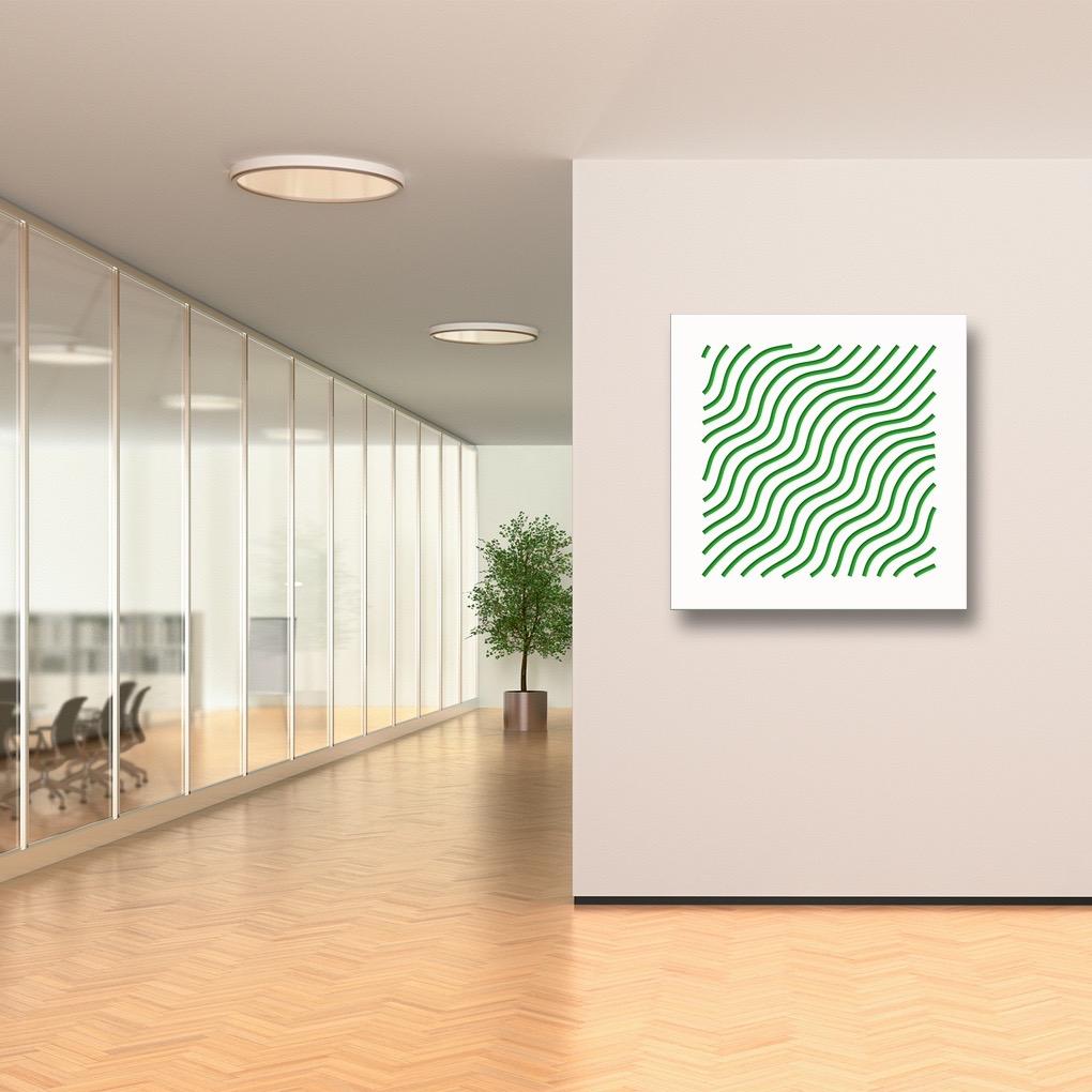 Waves (Green), original three dimensional geometric design wall relief  - Sculpture by Chuck Krause